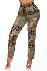High Waist Camo Print  Pant