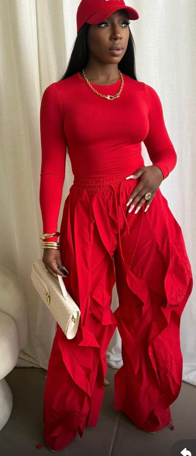 Wide Leg Ruffle Jogger