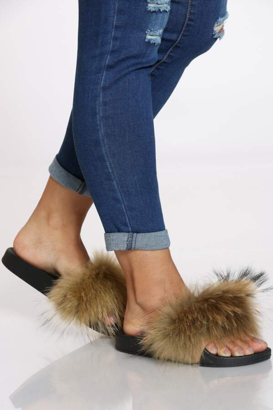 Faux Fur Slides