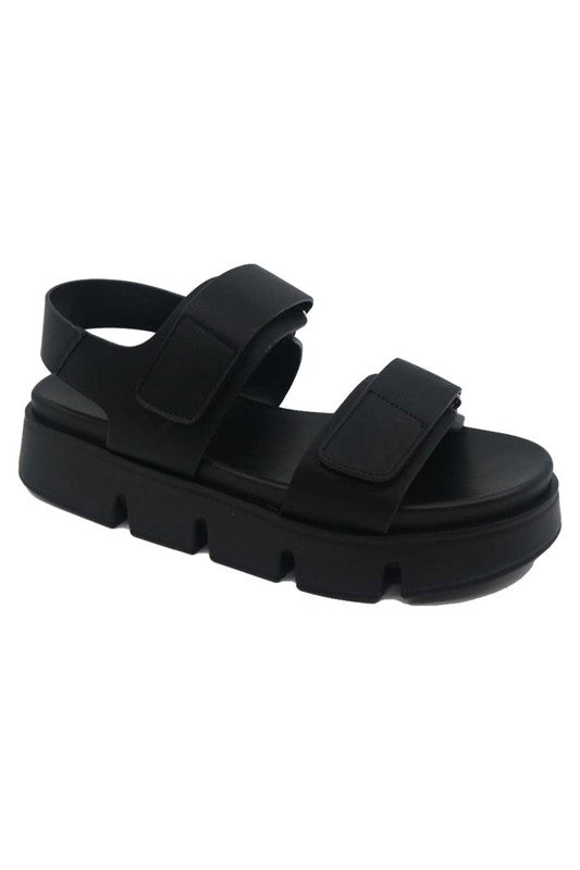 Double Velcro Strap Sling Footbed Sandal