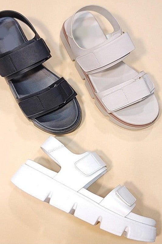 Double Velcro Strap Sling Footbed Sandal