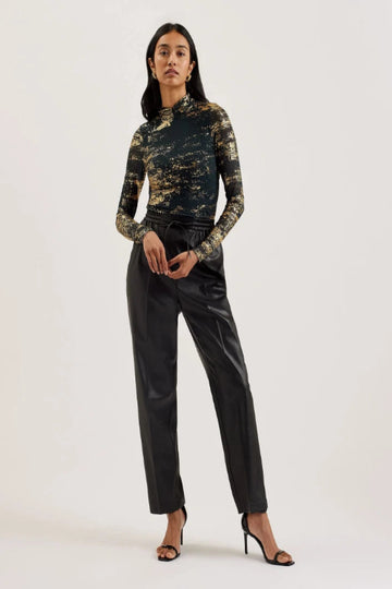 Foggy Foil Mesh Mock Neck Top