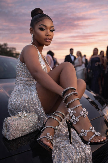 Rhinestone Ankle Strap Heel