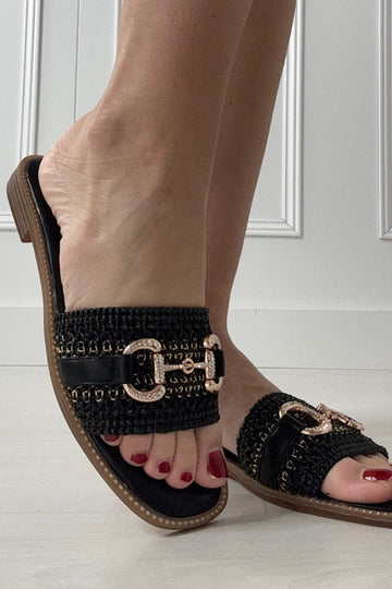 Flat Sandal with Gold Accent