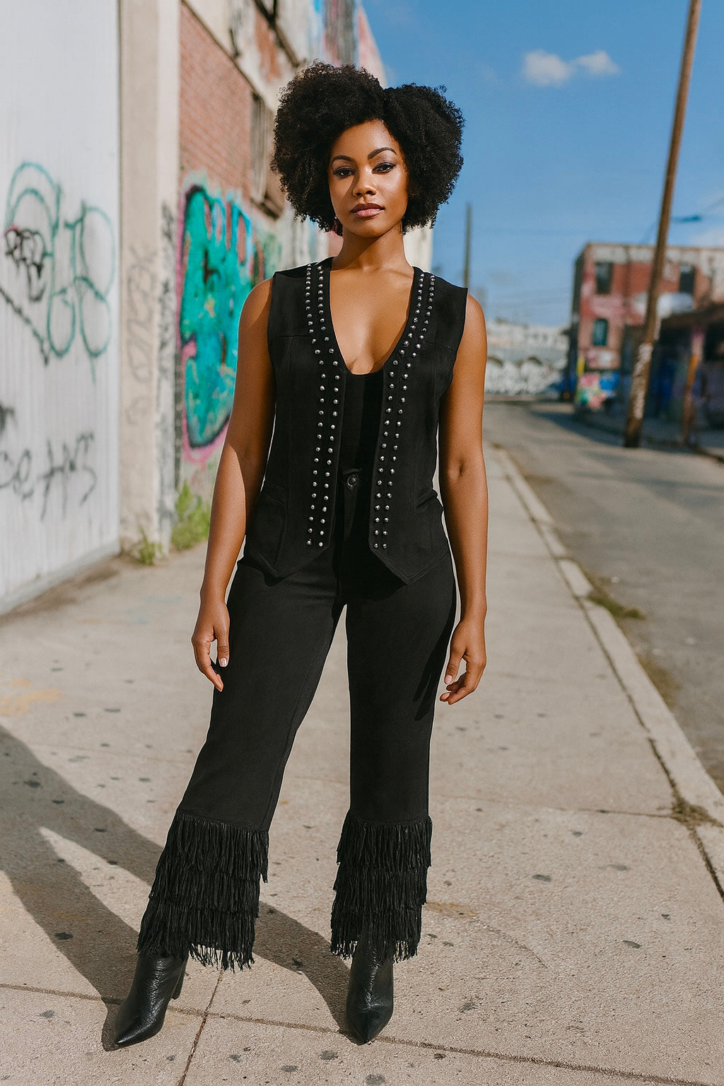 Suede Vest With Studs