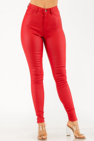 Leather-Look High Rise Stretch Skinny Pant