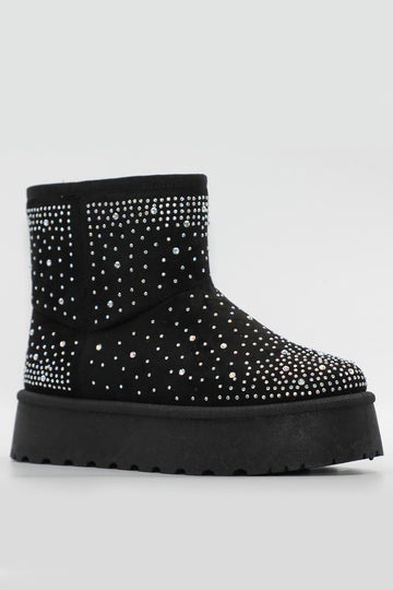 Rhinestone Platform Snow Booties
