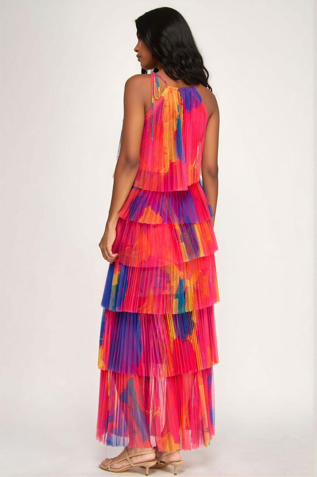 Radiant Sunset Ruffle Dress
