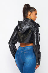Metallic Hoody Crop Jacket