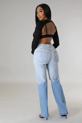 Letter Embroidered Denim Jeans