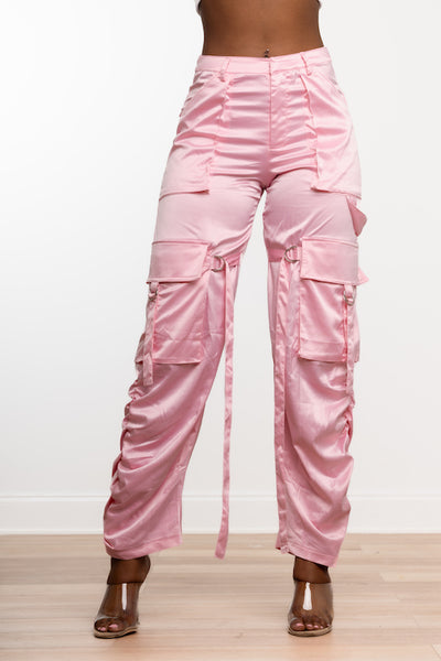 Satin Cargo Pants