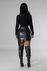 Multi Zipper PU Skirt