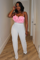 Bloom Flower Appliqué Satin Top