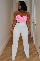 Bloom Flower Appliqué Satin Top
