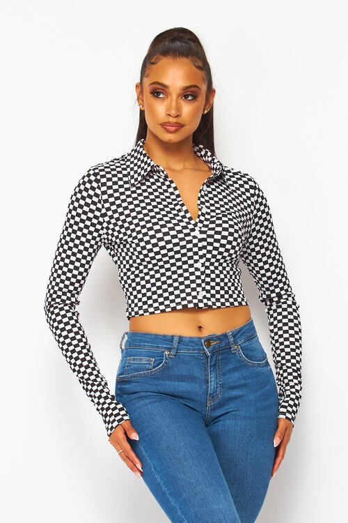 Checkered Crop Shirt