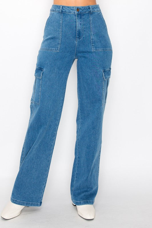 Cargo High-Rise Denim Jeans