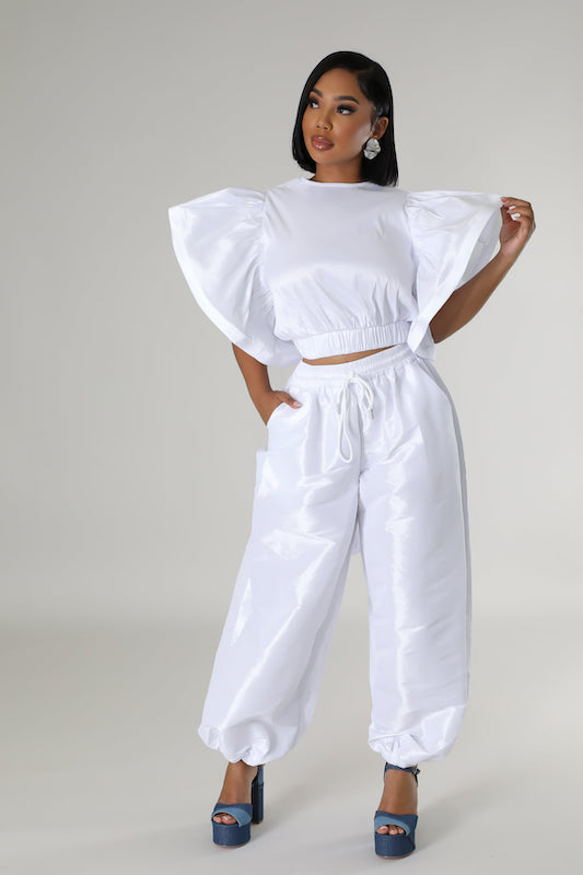 RUFFLE TIE TOP AND PANTS SET