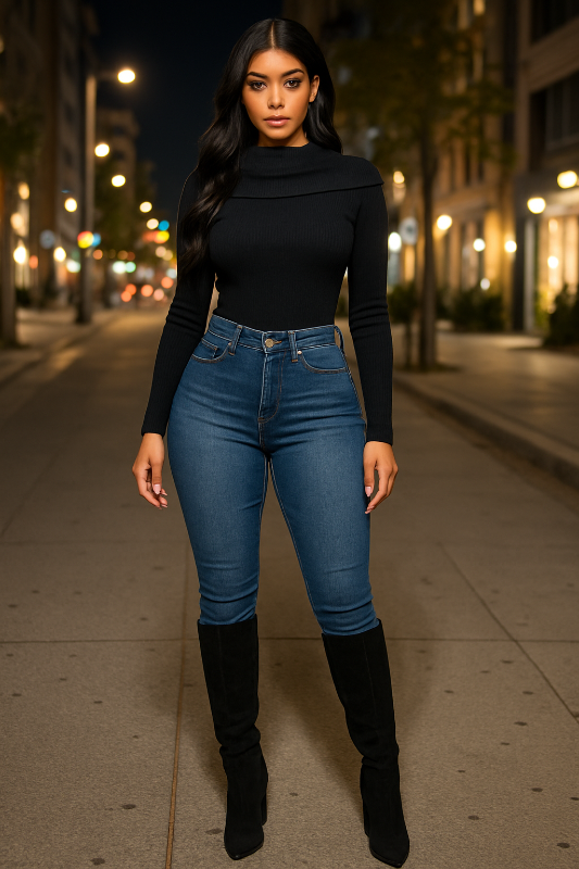 Collared V Neck Knit Bodysuit