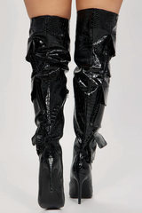 Pointy PVC Over The Knee Boots