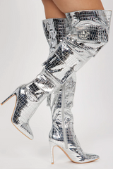 Pointy PVC Over The Knee Boots