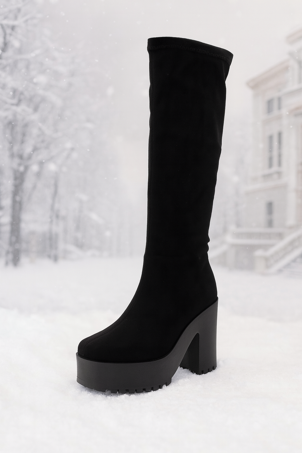 Platform Block Knee High Boots