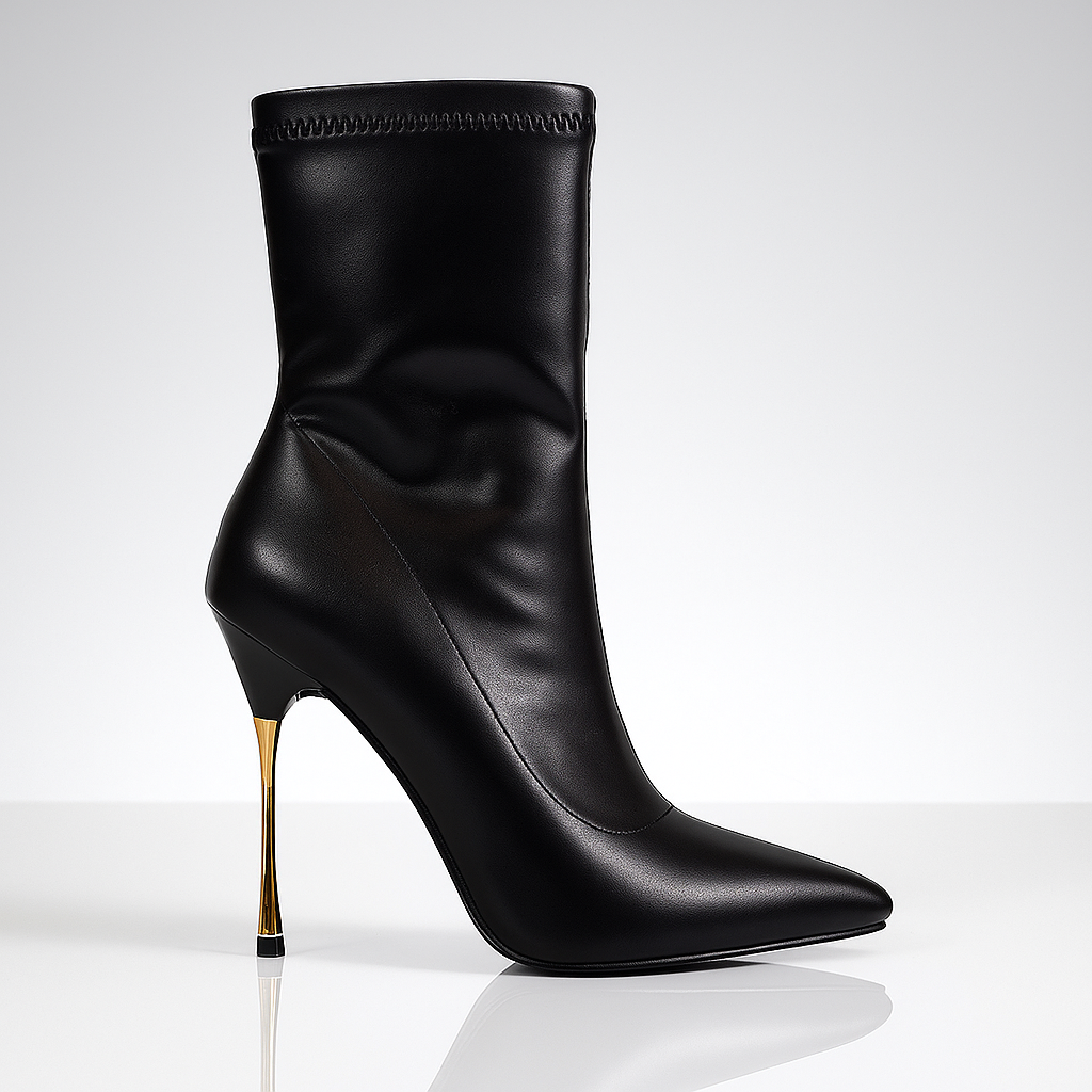 Pointed Toe Stretch Pu Bootie