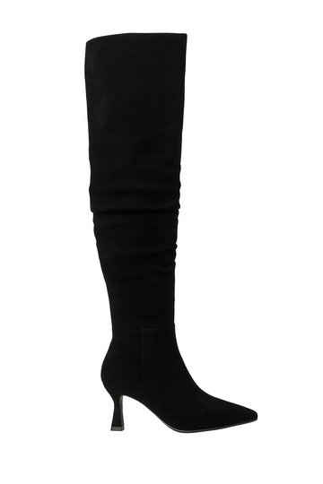 Kitten Heel Pointed Toe Slouchy Suede Boots