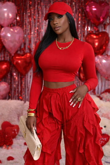 Wide Leg Ruffle Jogger