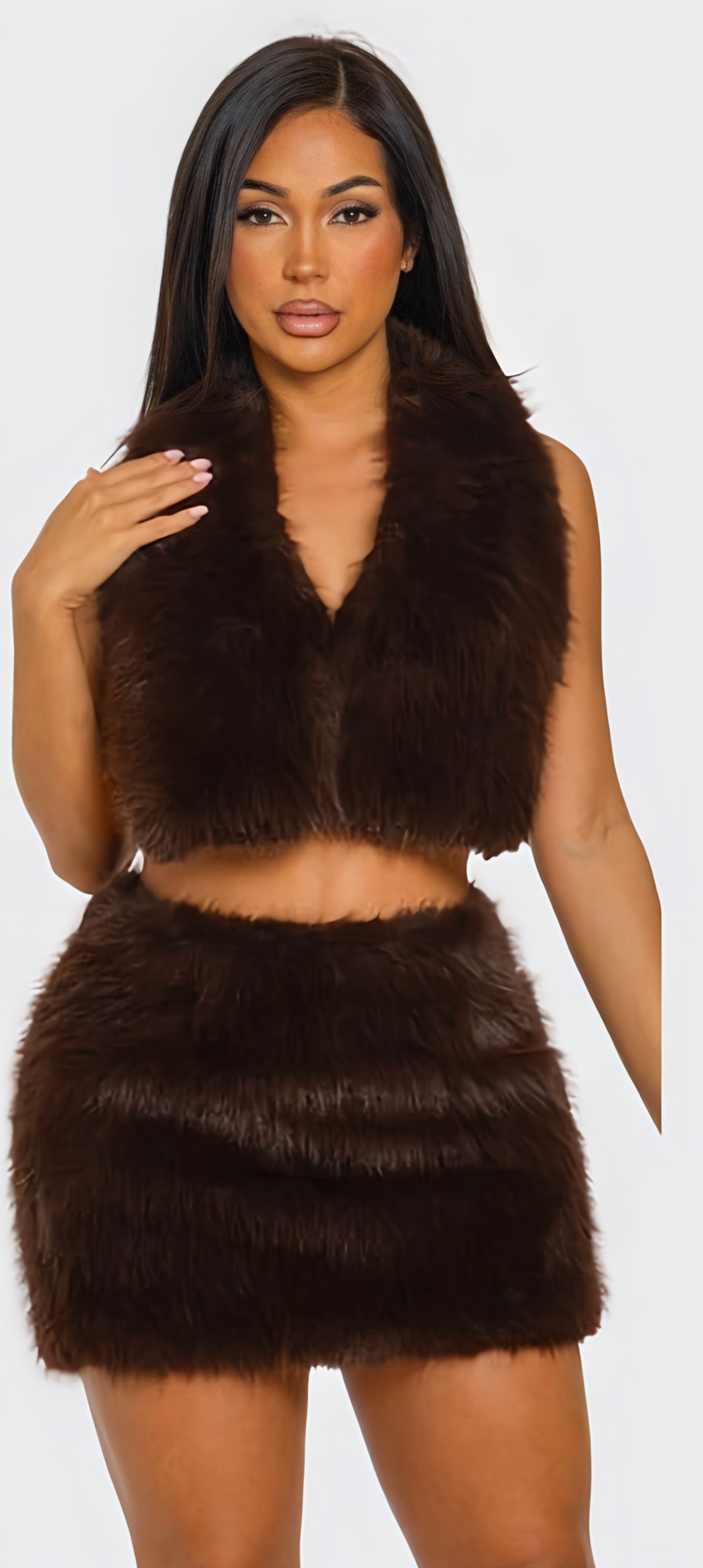 Fur Skirt and Matching Halter Vest