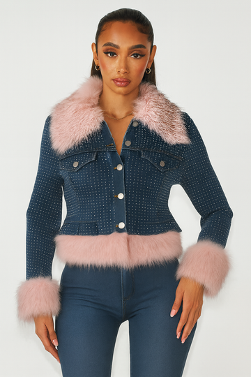 Faux Fur Detail Denim Jacket