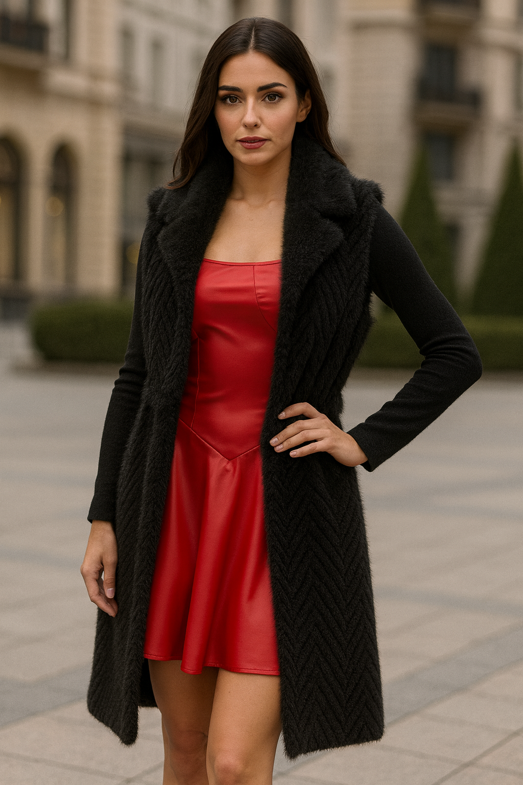 PU Dress with Skater Skirt