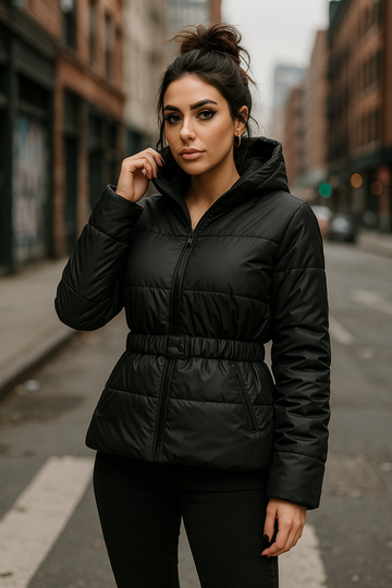 Pu Belted Puffer Jacket