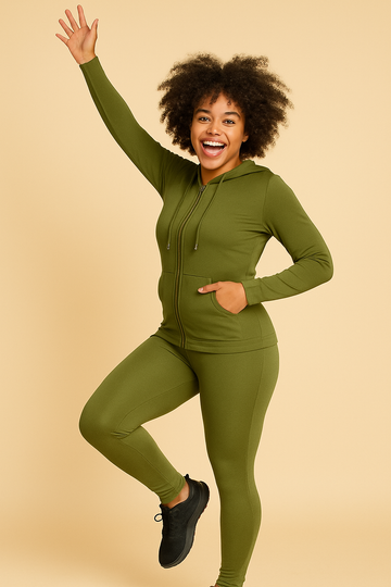 Zip Up Hoodie and Tights Set