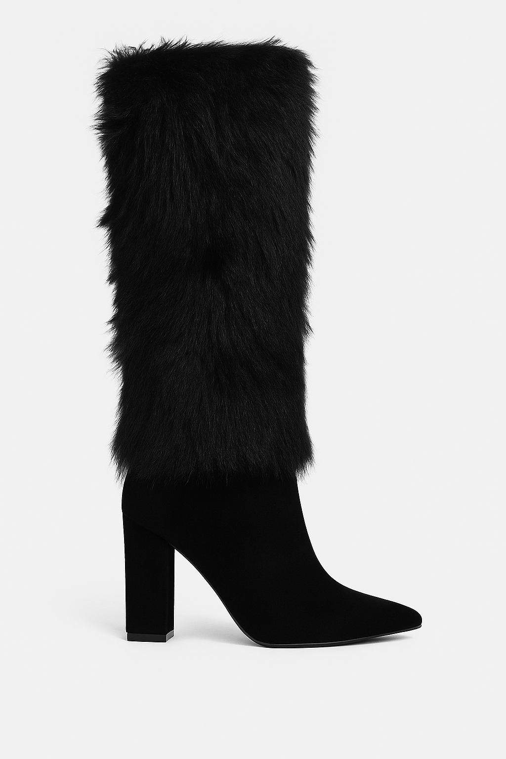 Pointy Toe Fur Boot with Heel