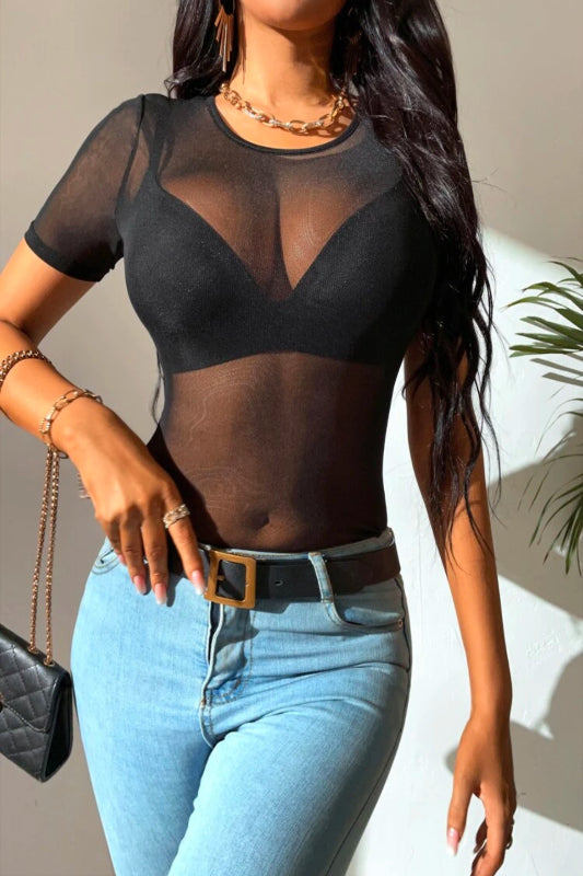 Short Sleeve Mesh Bodysuit