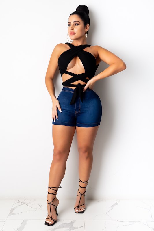 Dark Denim High Rise Short