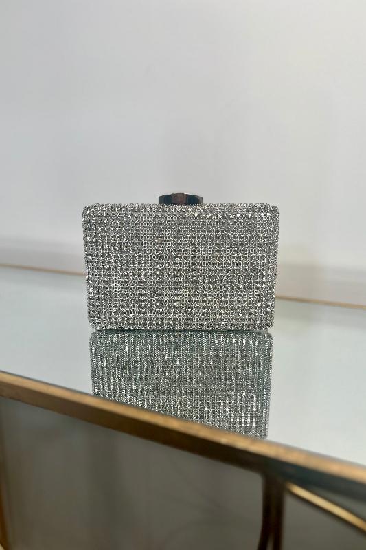 Sasha Silver Silk Clutch