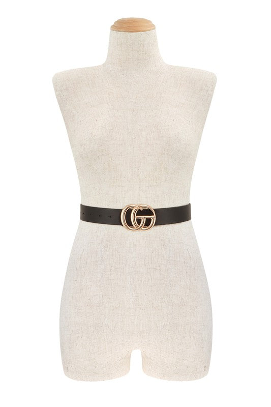 Classic Leather Belt with 'GO' Buckle
