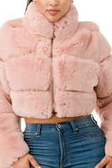 Fur Jacket with Zipper Side Pocket