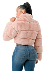 Fur Jacket with Zipper Side Pocket