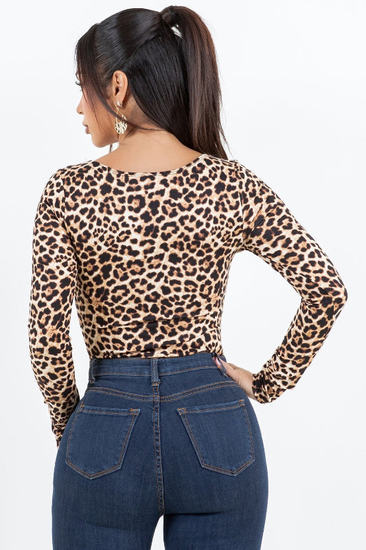 Animal Brushed Dty Square Neck Bodysuit