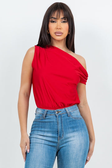 One Shoulder Pleated Bodysuit