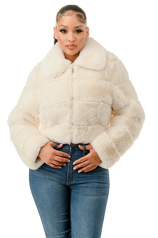 Collared L/S Fur Jacket