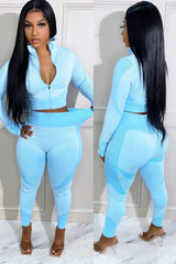 Sports Waffle Knit Long Sleeve Set