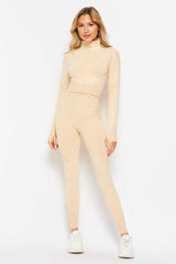 Sports Waffle Knit Long Sleeve Set