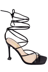 Strappy Lace Up Square Toed Heel