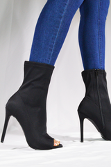Peep Toe Lycra Bootie with Heel