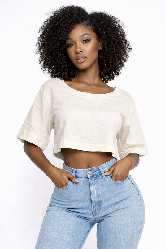 Solstice Linen Split-Back Tee