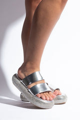 Double Strap Bling Round Platform Sandal