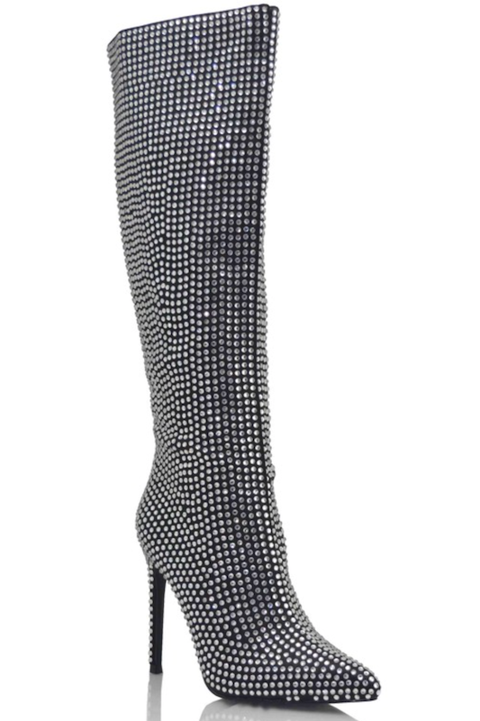 Pointed Toe calf High Studded Boots